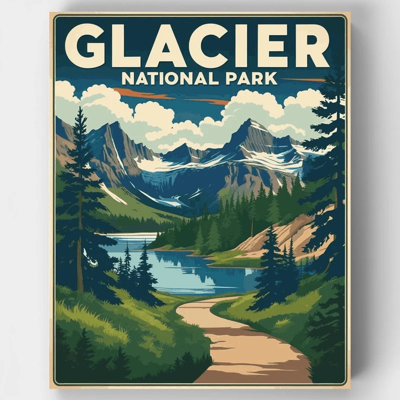 Glacier National Park Alpine Serenity - Paint by Numbers Kit