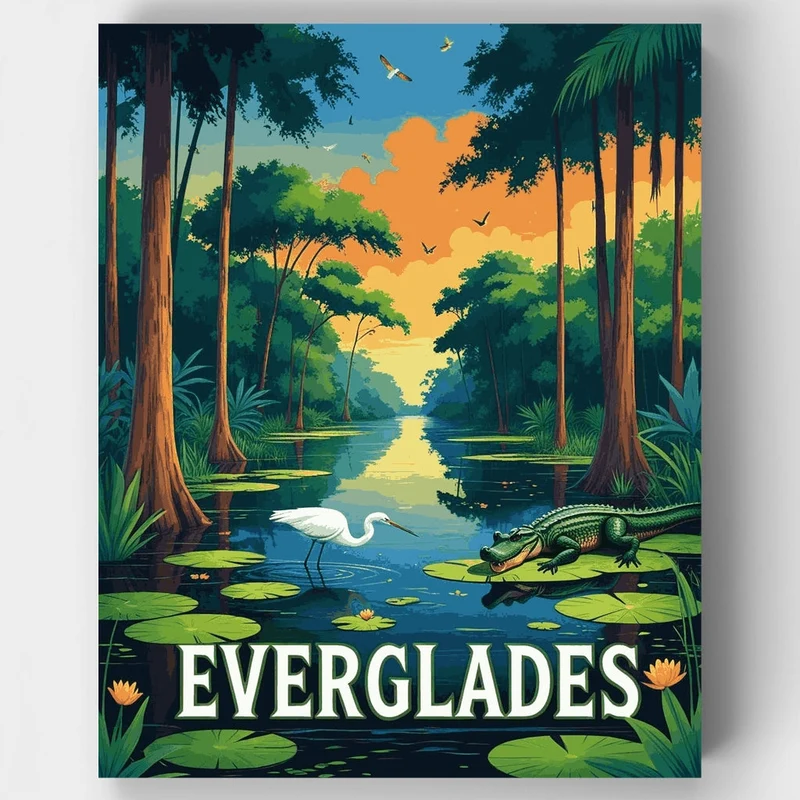 Everglades National Park Swamp Wildlife - Paint by Numbers Kit