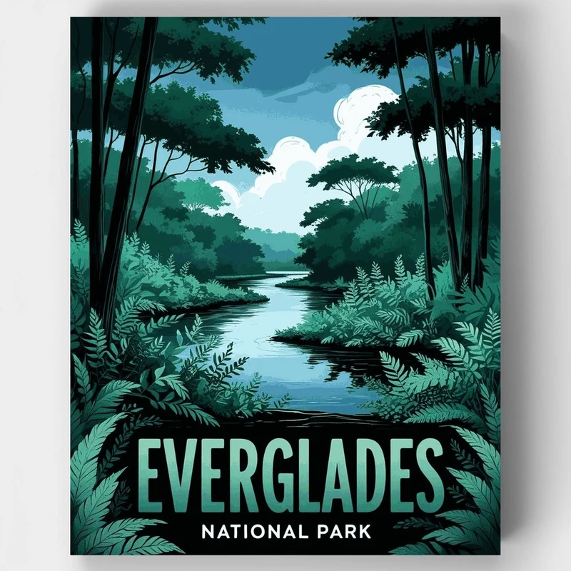 Everglades National Park Lush Waterway Poster - Paint by Numbers Kit