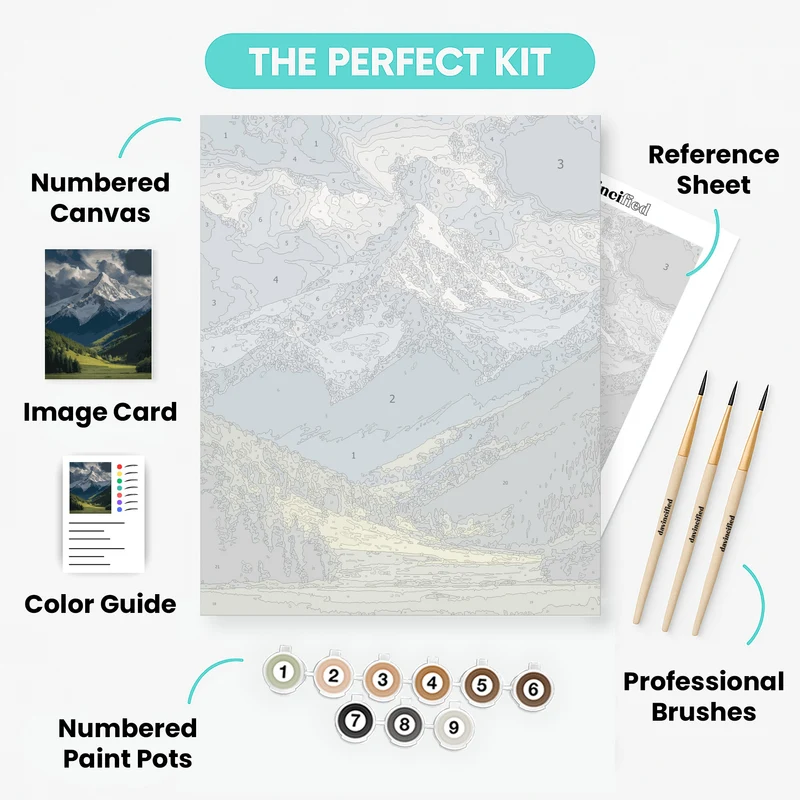 Denali National Park Alpine Valley and Snowy Peak - Paint by Numbers Kit