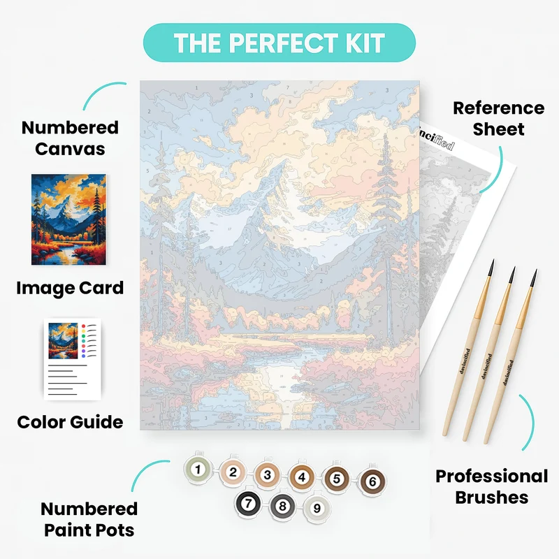 Denali National Park Autumn Forest Creek - Paint by Numbers Kit