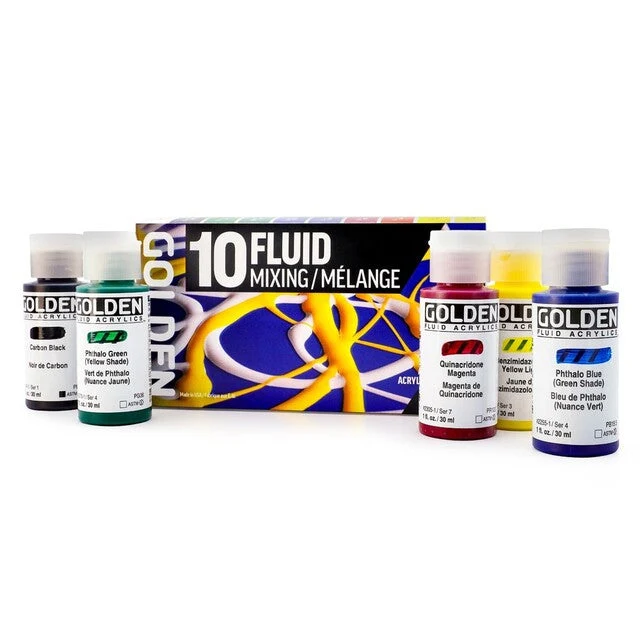 GOLDEN Fluid Σετ Ακρυλικών Χρωμάτων Mixing 10 × 30 ml