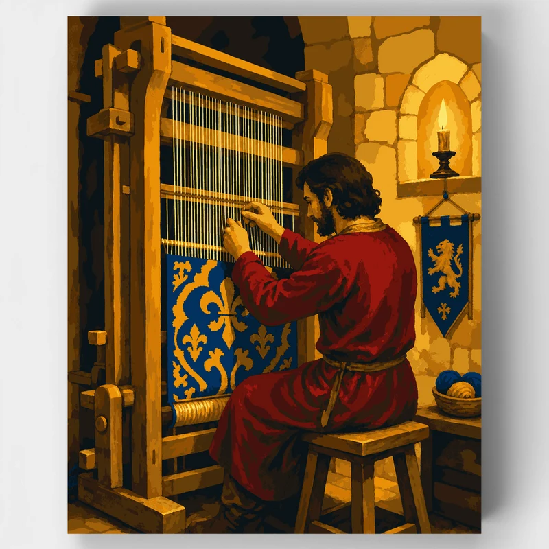 Medieval Weaver's Loom - Paint by Numbers Kit