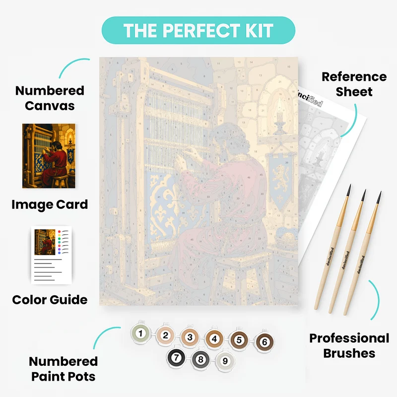 Medieval Weaver's Loom - Paint by Numbers Kit