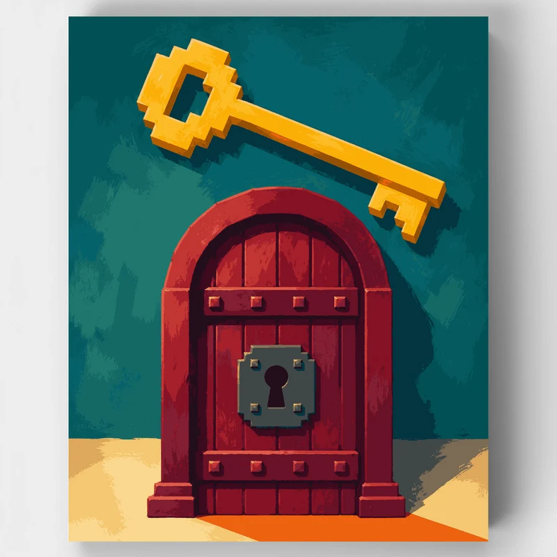 Golden Key and Door - Paint by Numbers Kit