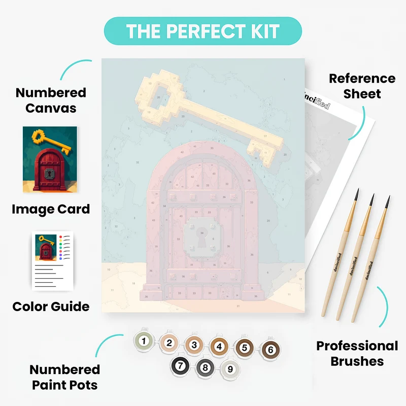 Golden Key and Door - Paint by Numbers Kit