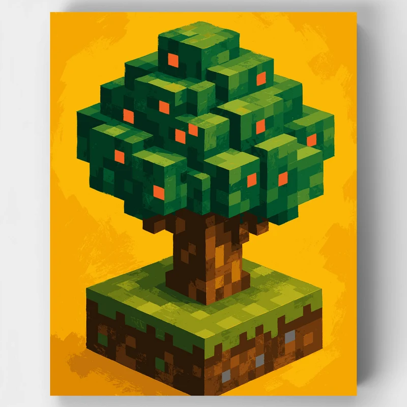 Blocky Fruit Tree - Paint by Numbers Kit