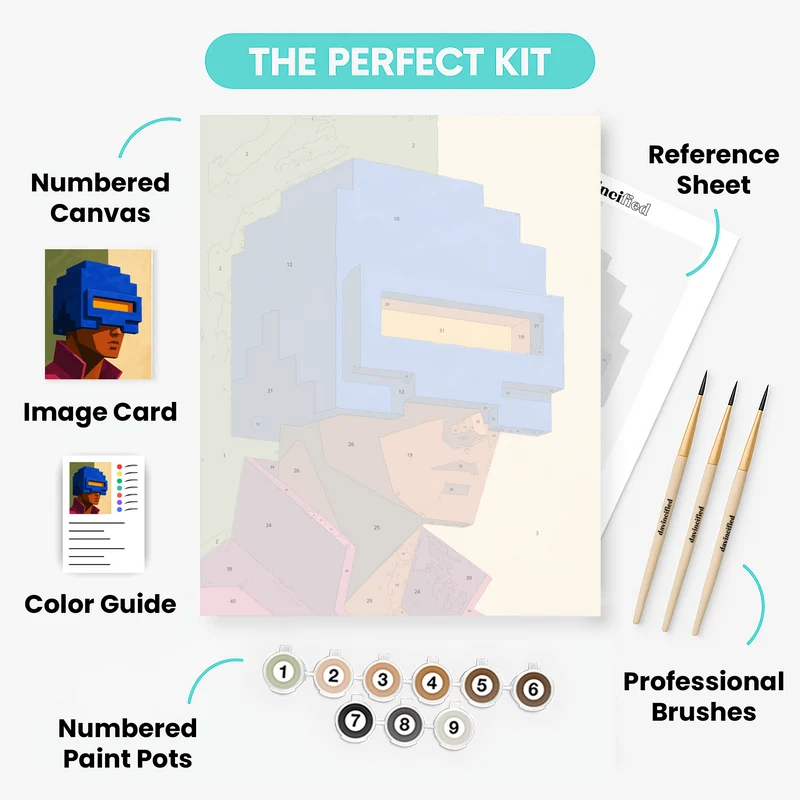 Pixelated Visor Helmet - Paint by Numbers Kit