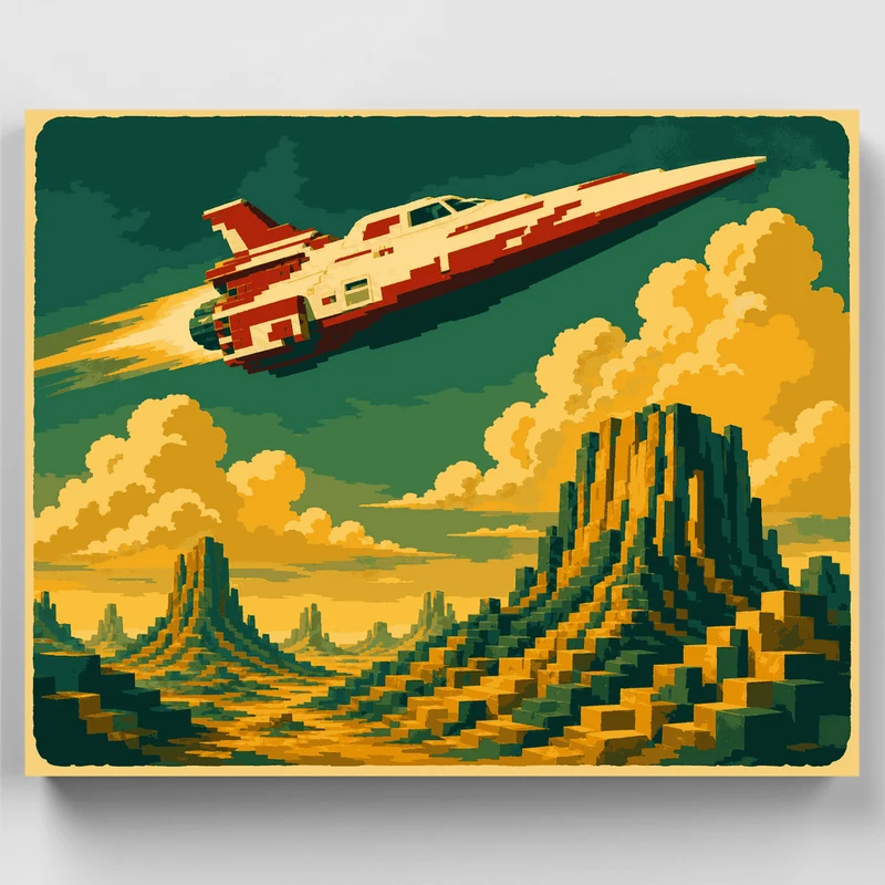 Pixel Spacecraft Mesas - Paint by Numbers Kit