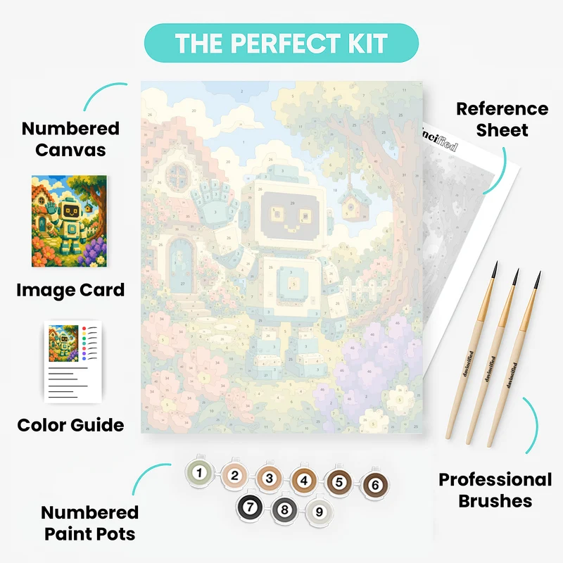 Waving Garden Robot - Paint by Numbers Kit