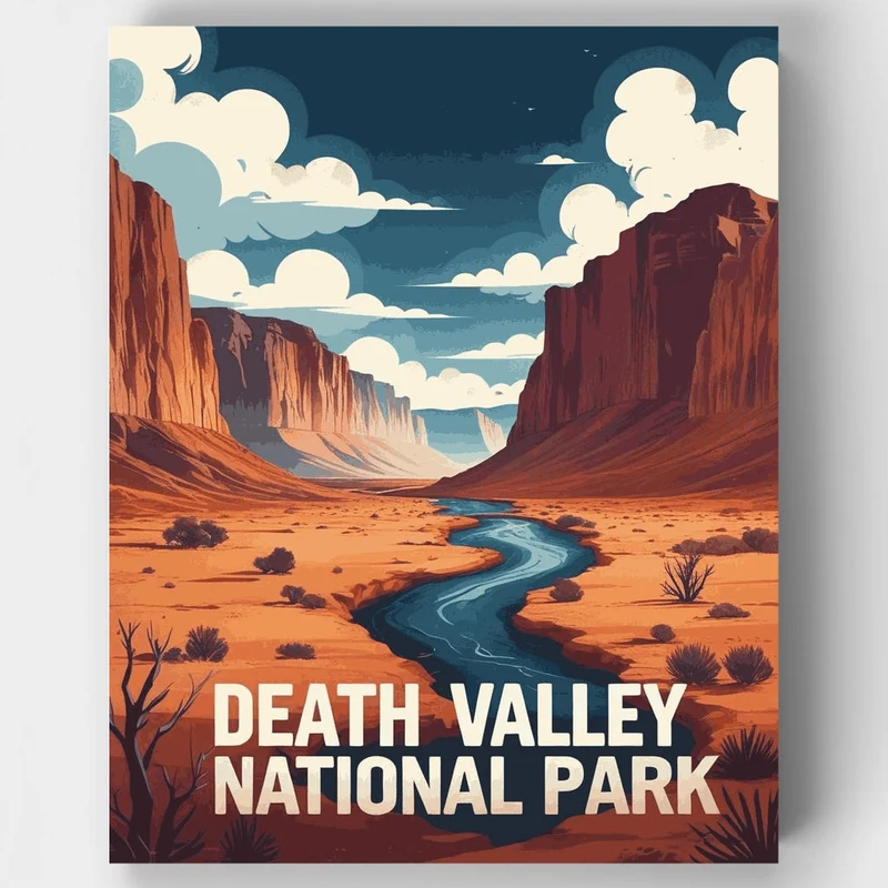 Death Valley Canyon Winding River Landscape - Paint by Numbers Kit