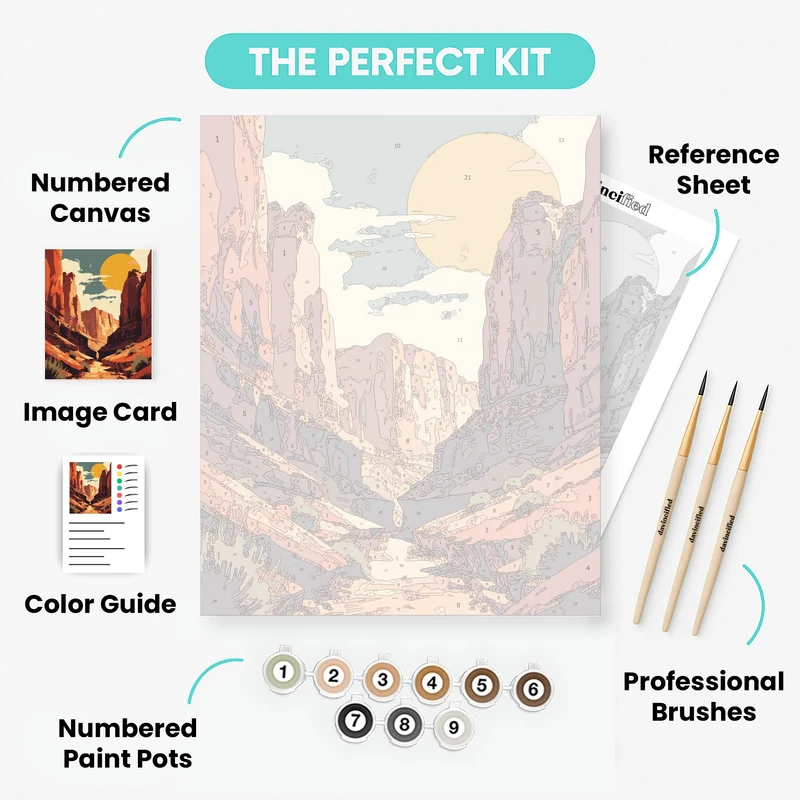 Bryce Canyon National Park Red Rock Slot Canyon Sunburst - Paint by Numbers Kit