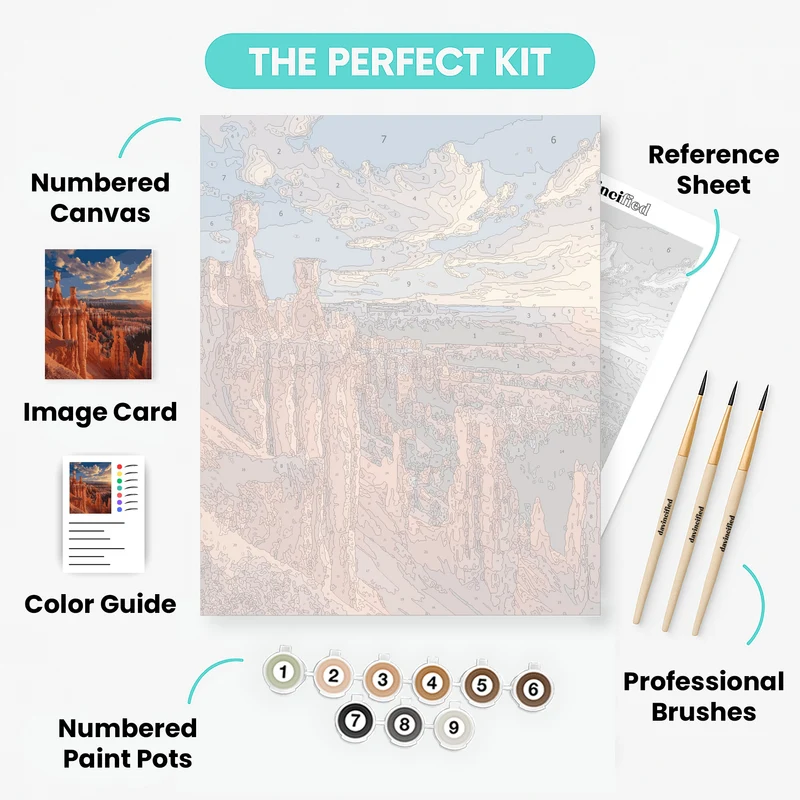 Bryce Canyon National Park Golden Hour Hoodoos - Paint by Numbers Kit