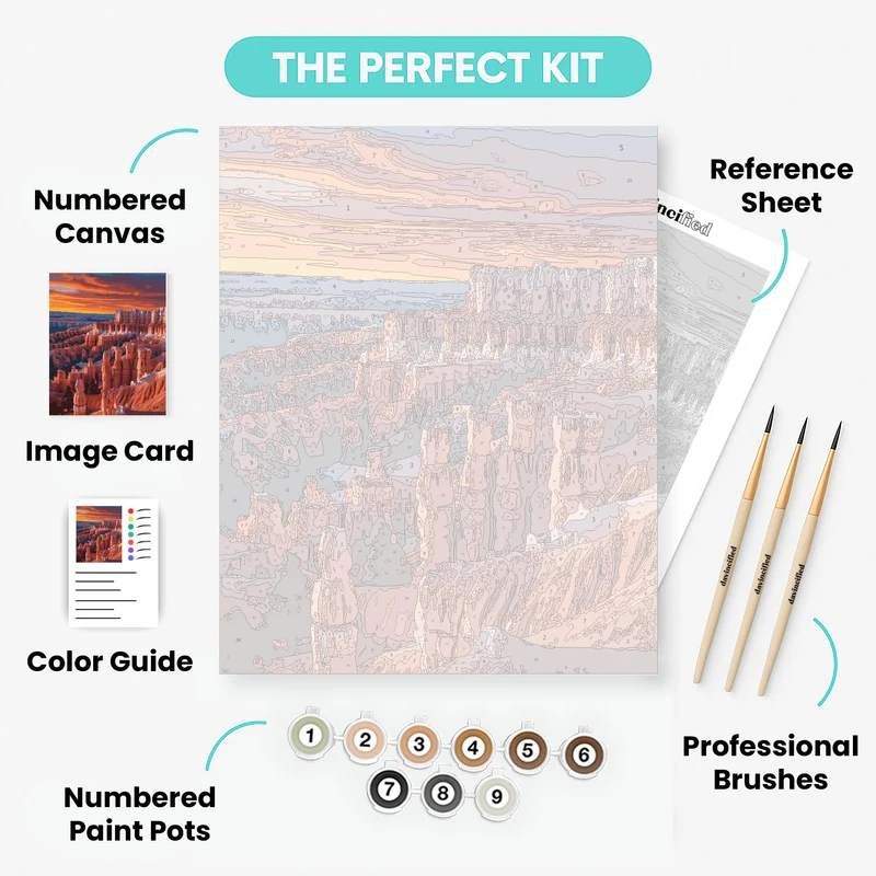 Bryce Canyon National Park Fiery Sunset Hoodoos - Paint by Numbers Kit