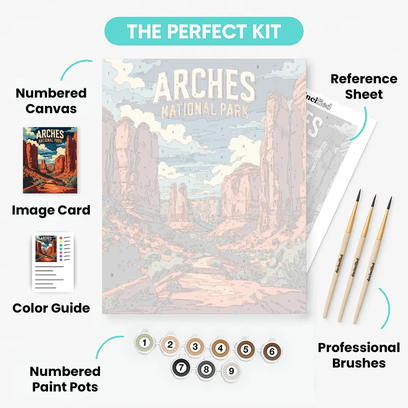 Arches National Park Red Rock Spires Trail - Paint by Numbers Kit