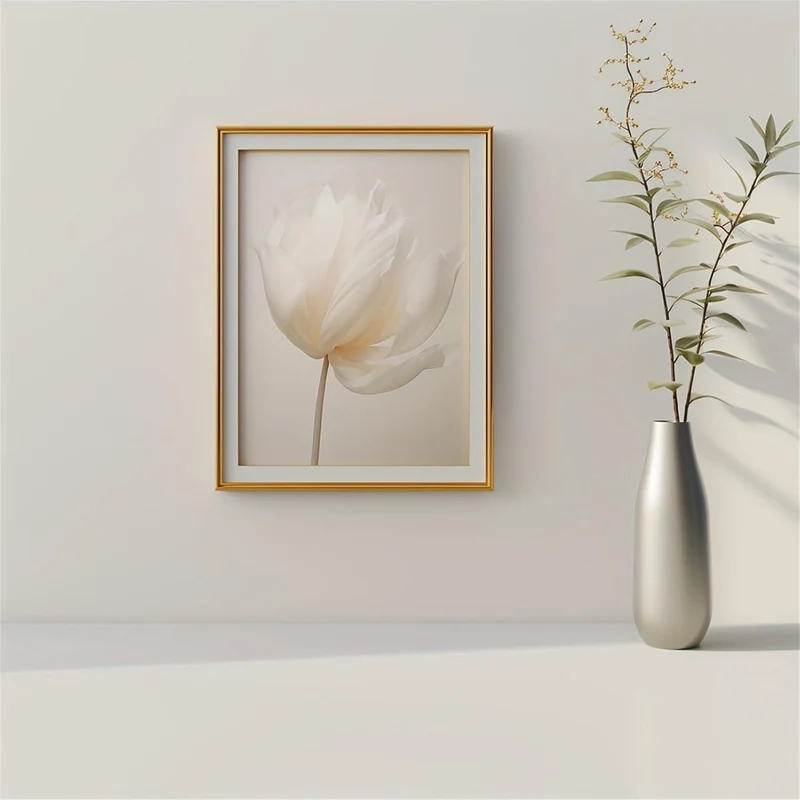 3er Set Boho Bilder Wanddeko Beige Blumen Poster 40x50cm