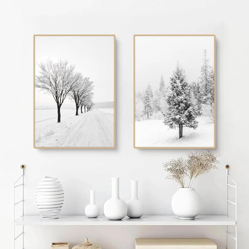 3er Set Winter Poster Tanne Elch 40x50 cm Leinwandbilder Wanddeko
