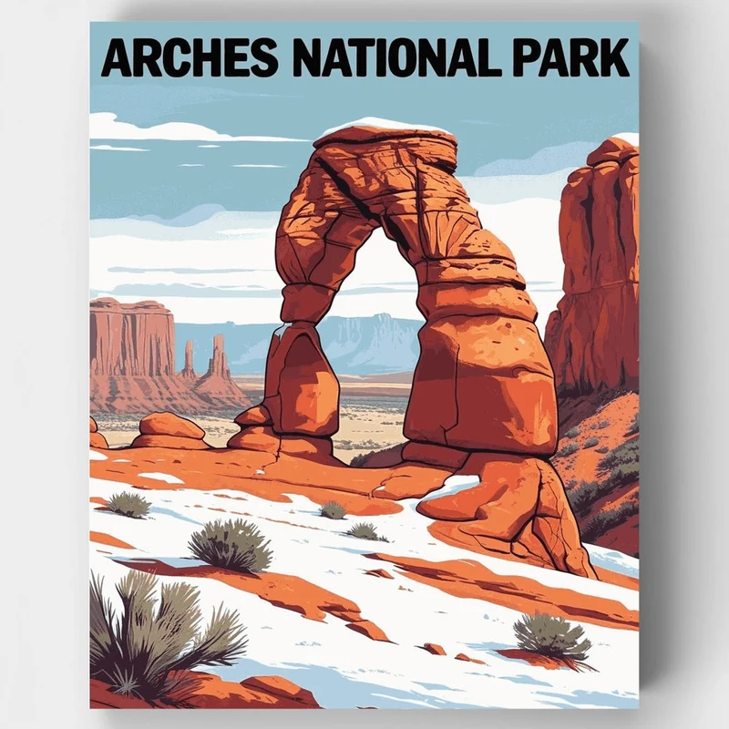Arches National Park Winter Scene - Paint by Numbers Kit