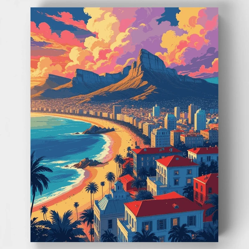 Cape Town Beachfront Vista - Paint by Numbers Kit