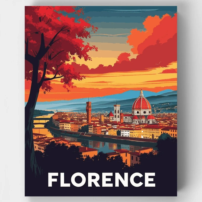 Florence Autumn Sunset Panorama - Paint by Numbers Kit