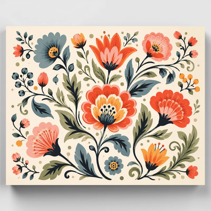 Folk Floral Bloom - Paint by Numbers Kit
