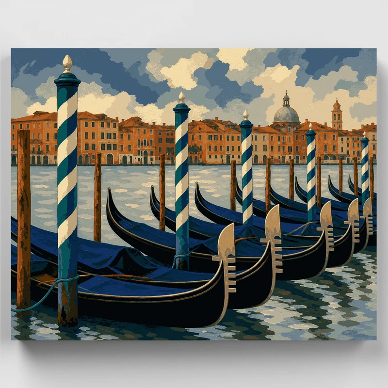 Gondolas at the Dock - Paint by Numbers Kit