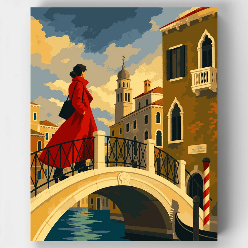 Woman in Red Coat - Paint by Numbers Kit