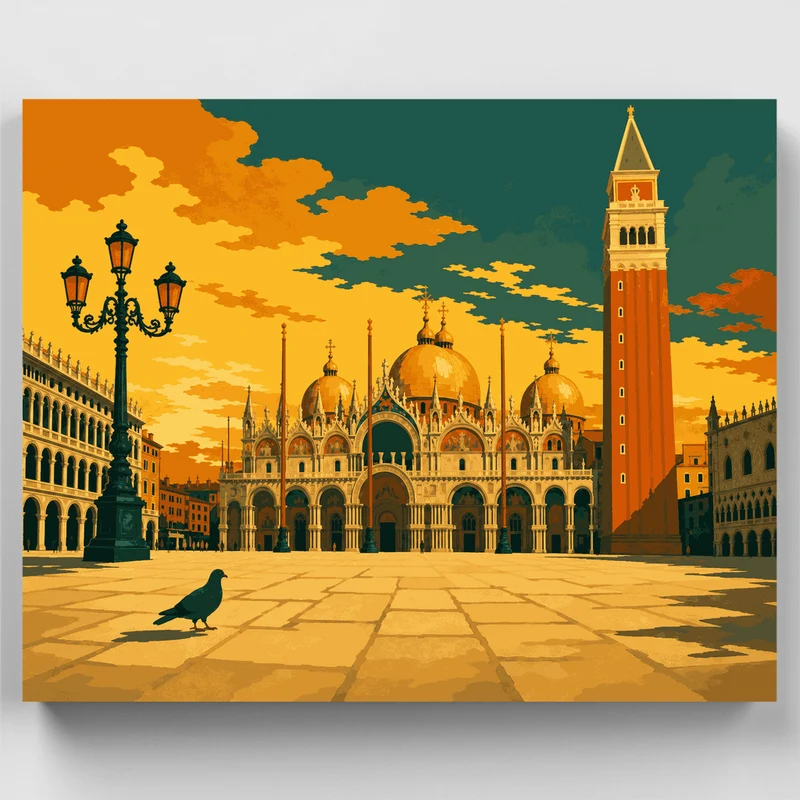 St. Mark's Square Sunset - Paint by Numbers Kit