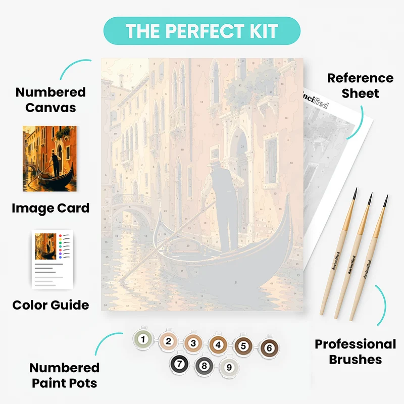 Golden Canal Gondolier - Paint by Numbers Kit