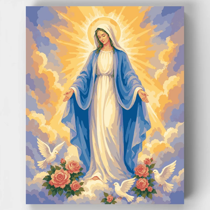 Radiant Madonna with Doves - Paint by Numbers Kit