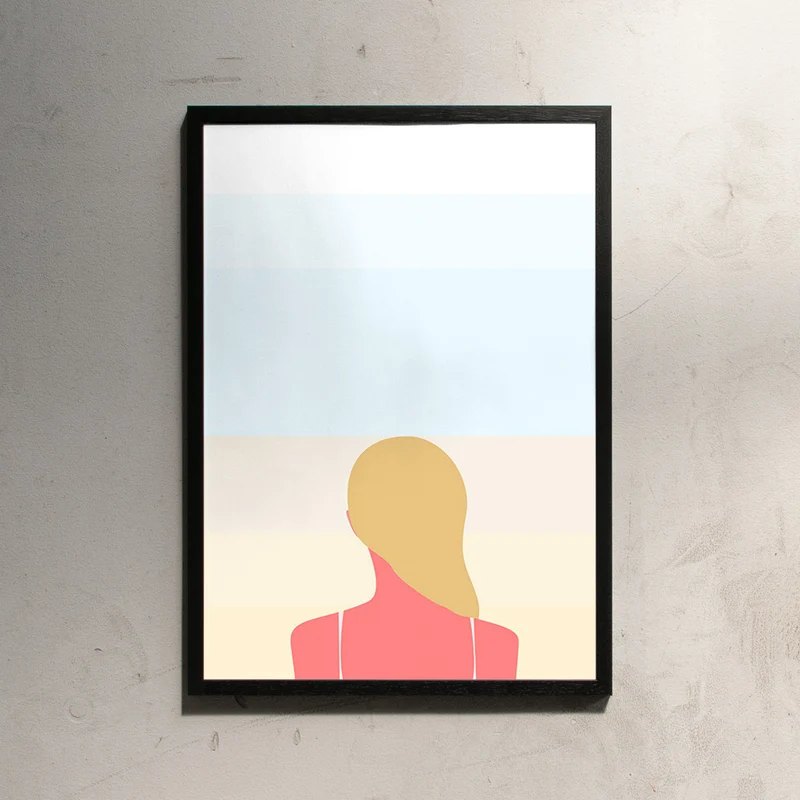 En smuk dag pa stranden - girl (Din A2)