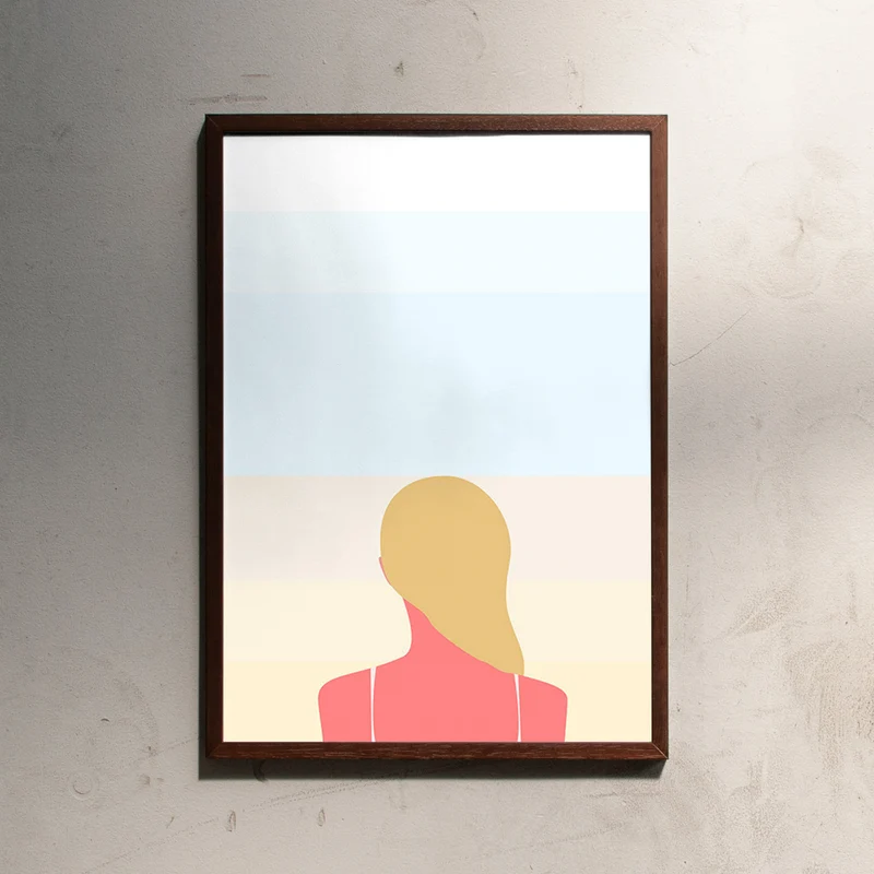 En smuk dag pa stranden - girl (Din A2)