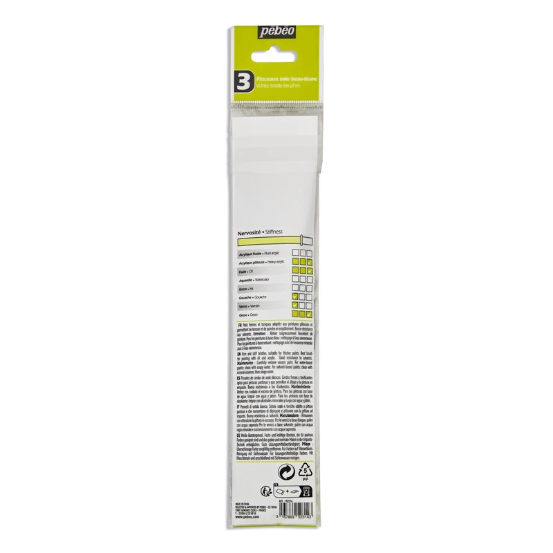 Pebeo set di pennelli piatti universali 3 pz