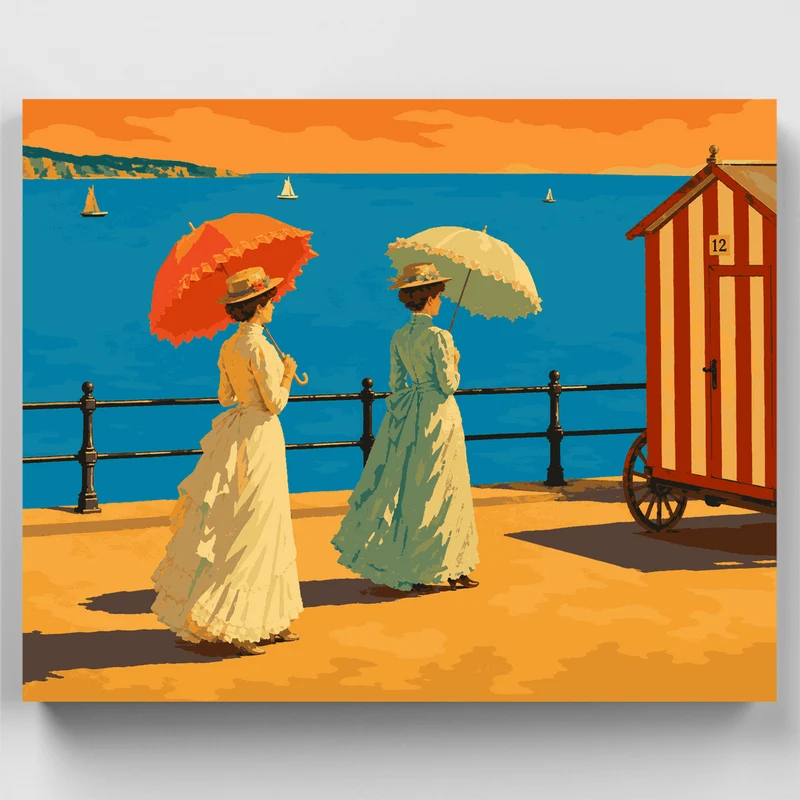 Parasols on the Promenade - Paint by Numbers Kit