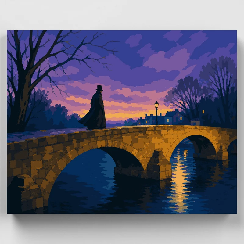 Cloaked Figure on Bridge - Paint by Numbers Kit