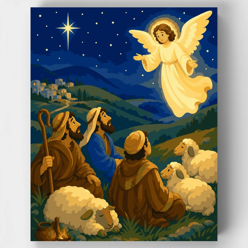 Angel and Shepherds - Paint by Numbers Kit