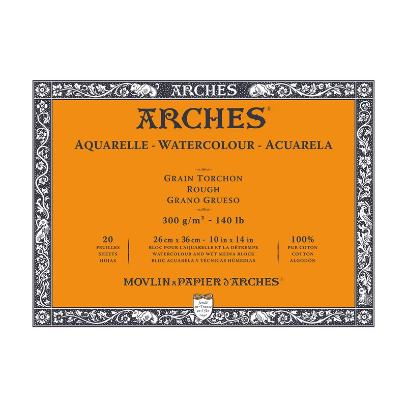 ARCHES akvarelový blok Rough prírodná biela 300 g/m² 10 – 31 cm - 20 listov