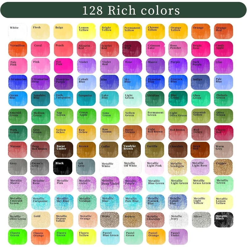 Aquarellfarben Set 128 Farben mit Zubehör, für Anfänger & Profis