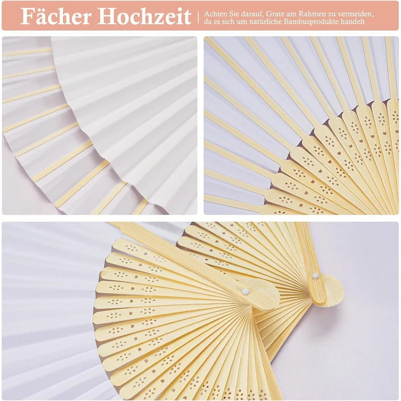 18er Set Weiße Fächer für Hochzeiten & Partys