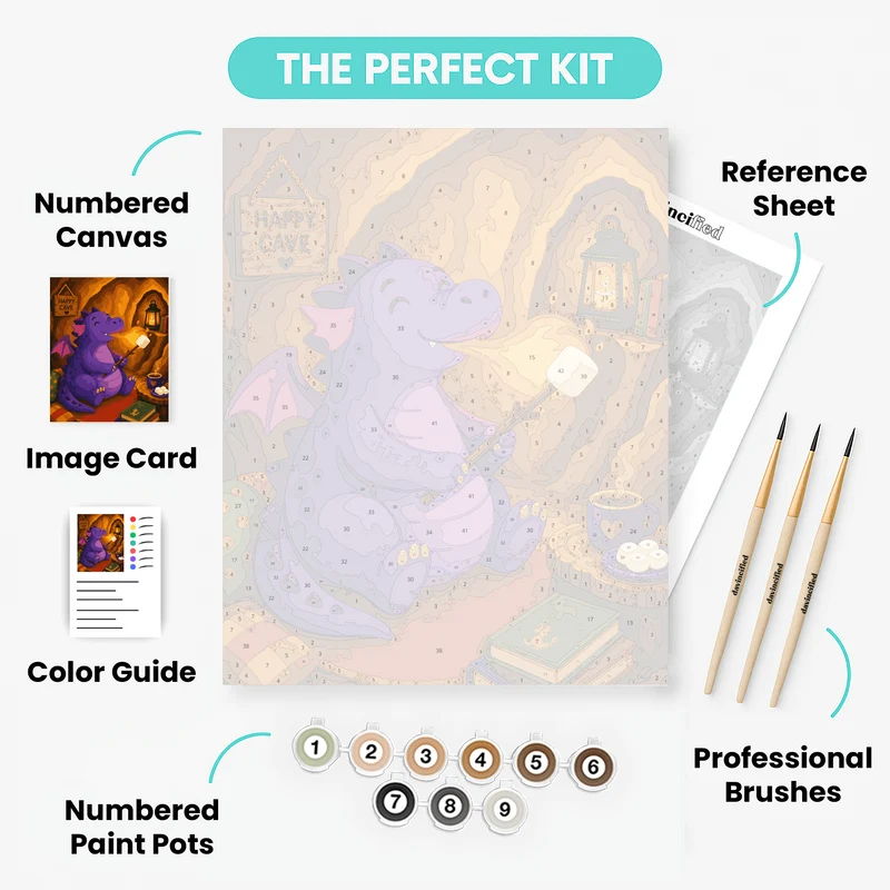Happy Cave Dragon - Paint by Numbers Kit