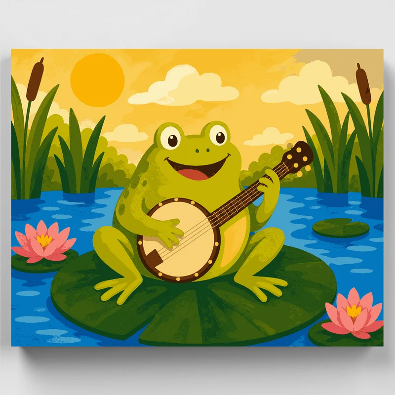Banjo Frog on Lily Pad - Paint by Numbers Kit