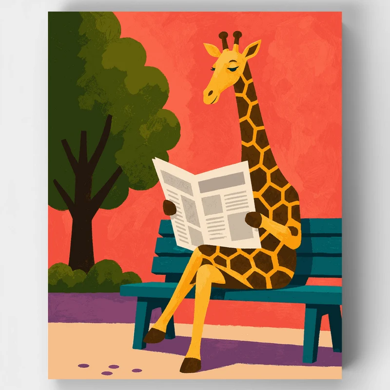 Giraffe on Bench - Paint by Numbers Kit
