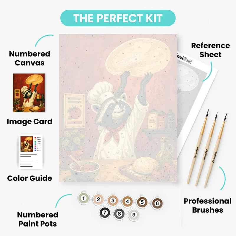 Raccoon Pizza Chef - Paint by Numbers Kit