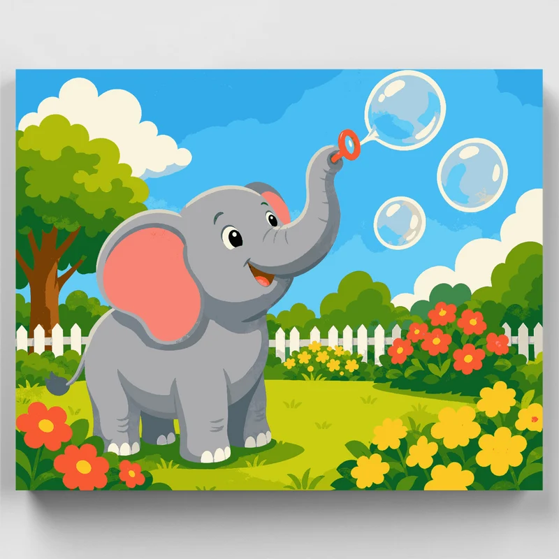 Elephant Blowing Bubbles - Paint by Numbers Kit