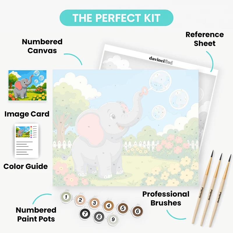 Elephant Blowing Bubbles - Paint by Numbers Kit