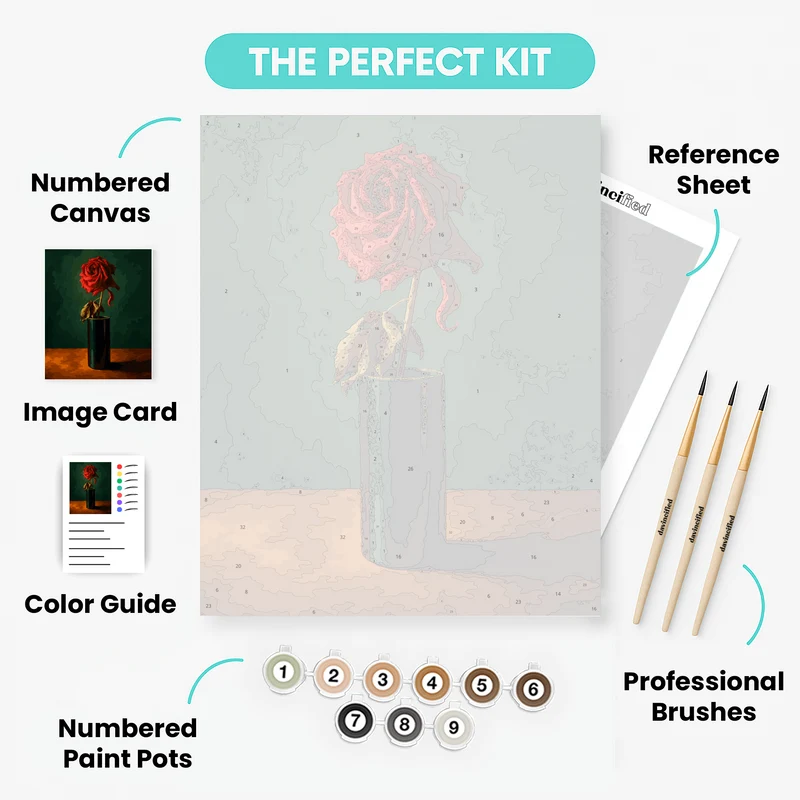 Crimson Rose in Vase - Paint by Numbers Kit