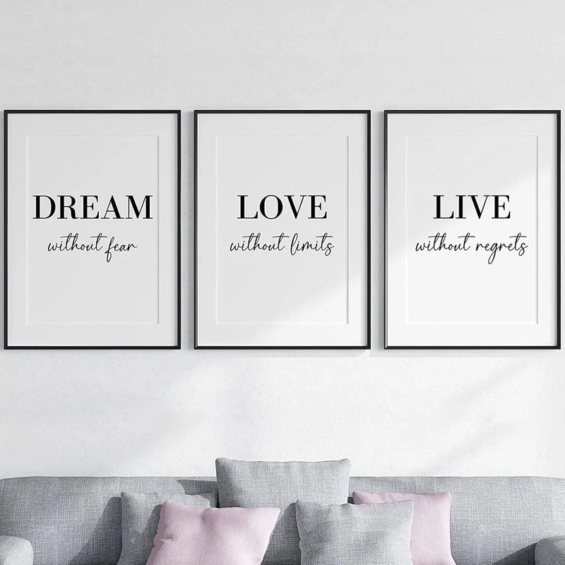 3er Poster Set Schwarz Weiß Linie Kunst 40x50cm