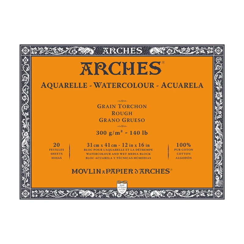 ARCHES akvarelni blok Rough prirodno bijela 300 g/m² 10 – 31 cm - 20 listova