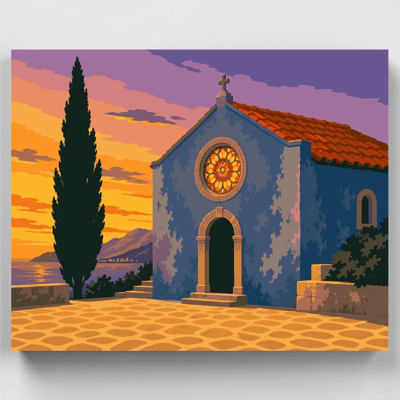 Chapel at Sunset - Paint by Numbers Kit