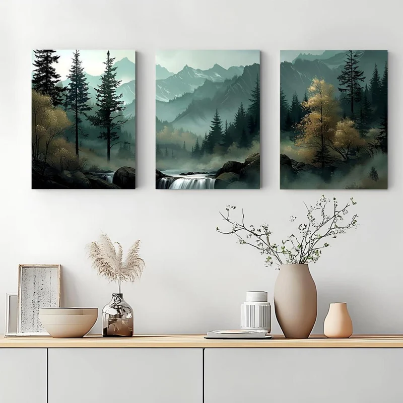 3-teiliges Leinwandbild: Wald & Natur, Modernes Wandbild